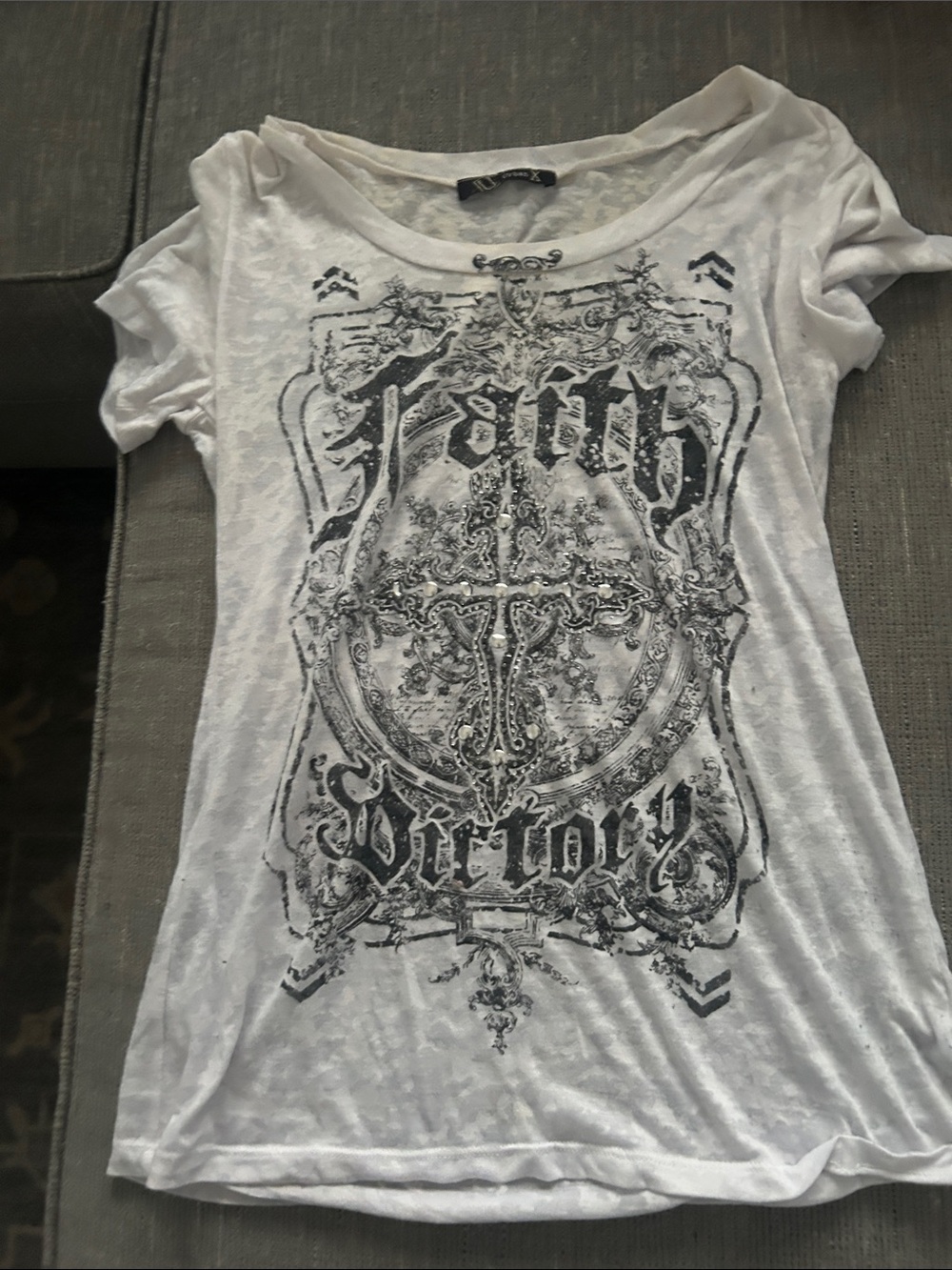 White Graphic Short Sleeve Tee - Faith Victory